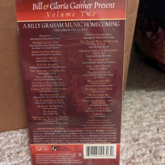 Bill & Gloria Gaither Present A Billy Graham Music Homecoming Volume 2 VHS NEW - Picture 2 of 2